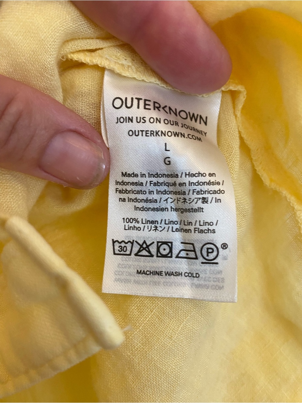 Outerknown Sunny Yellow Button-Down Shirt - Picture 5 of 6